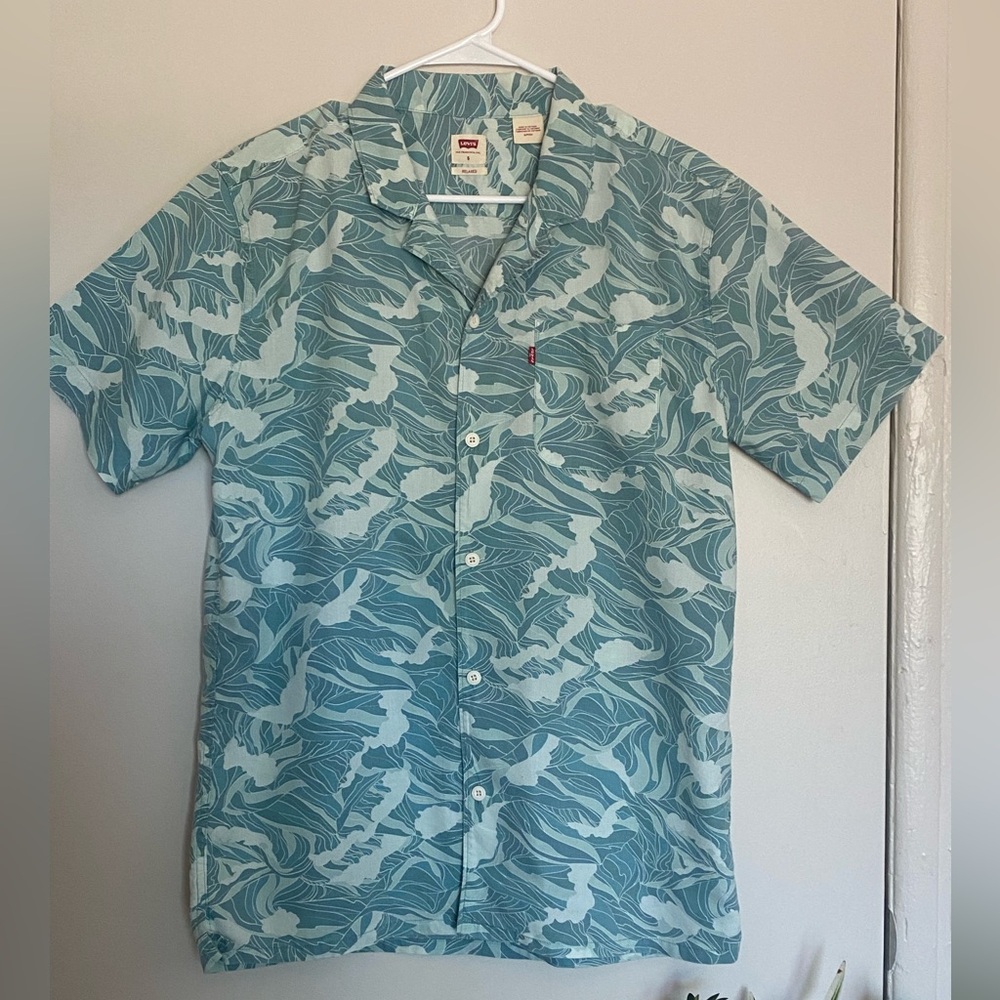 Levi's‎ Men's Teal Leaf Print Shirt size s